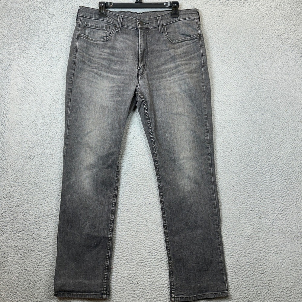 Levis 514 Jeans Mens 36X30 Straight Fit Grey Faded Stretch Denim Red Tab EUC